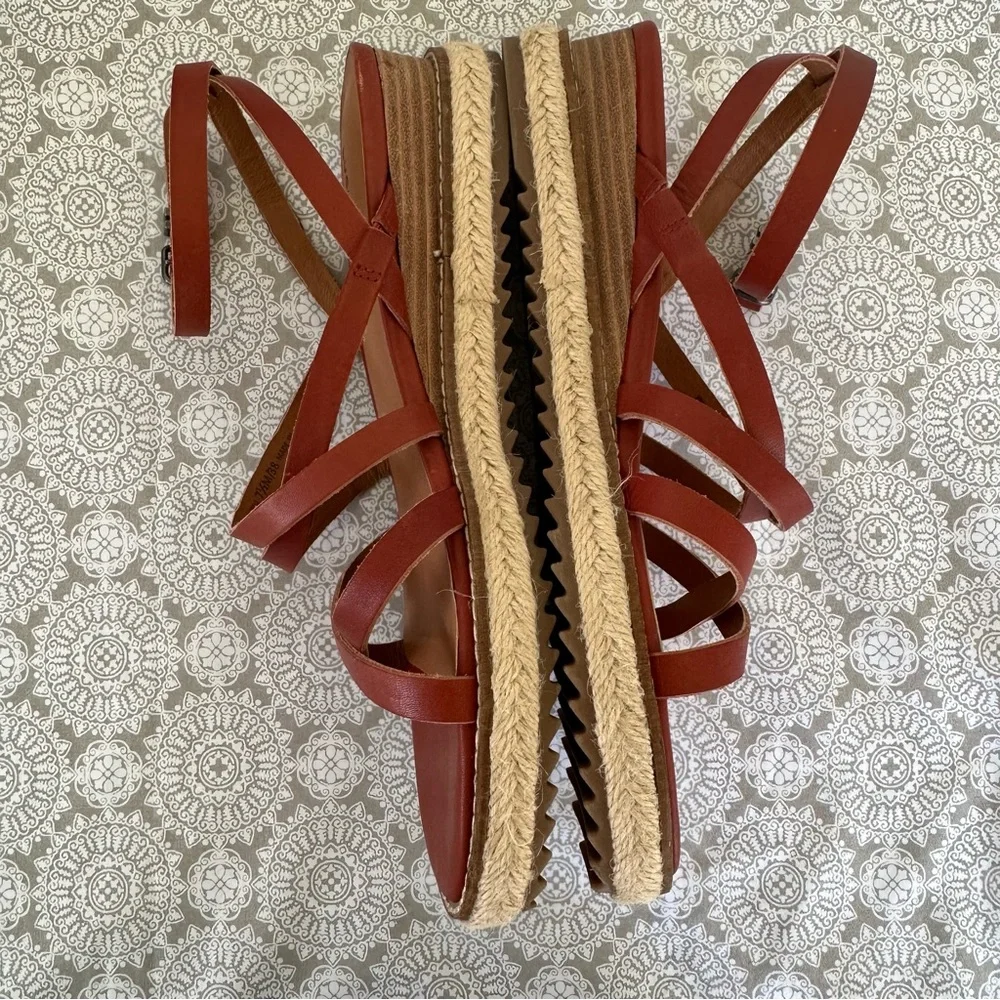 Lucky Brand Nemelli strappy gladiator wedge sandals espadrille leather